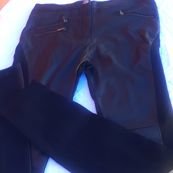 SEXY BBJEANS BLACK Faux Leather & cloth leggings Pants size L NEW NWOT - Picture 5 of 11